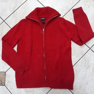 New Women's Cardigan Sweater Size Small Rafaella Cotton Zippered Red